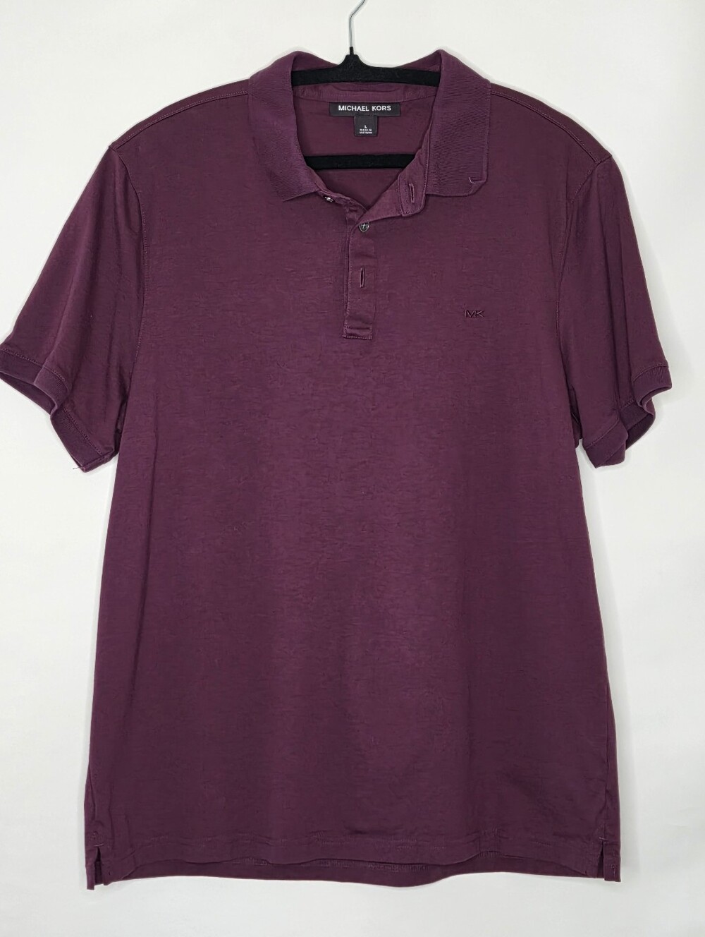 Michael Kors Cotton Polo Shirt Size L Burgundy Short Sleeve Pullover Preppy Logo